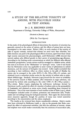 a study of the relative toxicity of anions, with tolycelis nigra