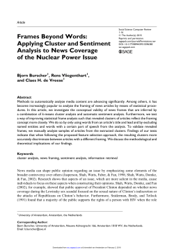 Frames Beyond Words: Applying Cluster and Sentiment Analysis to
