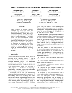 Monte Carlo inference and maximization for phrase