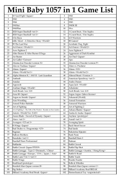 Mini Baby 1057 in 1 Game List