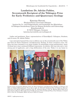 Dr. Adri&aacute;n Pablos, Seventeenth Recipient of the T&uuml;bingen Prize for