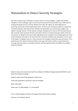 Nationalism in China`s Security Strategies