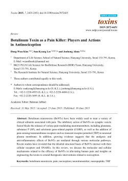 Botulinum Toxin as a Pain Killer: Players and Actions in