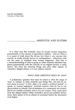 ARISTOTLE AND ELITISM
