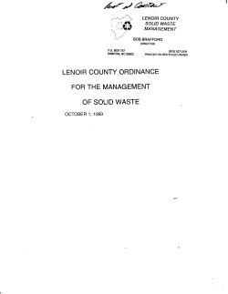 Lenoir County Ordinance for the Management of Solid Waste