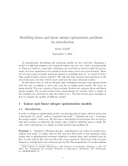 Modelling linear and linear integer optimization