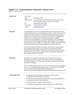 English 711  Programming for Humanists, Summer 2016