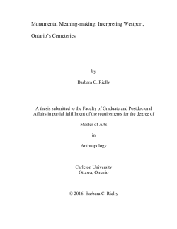 Monumental Meaning-making: Interpreting Westport, Ontario`s