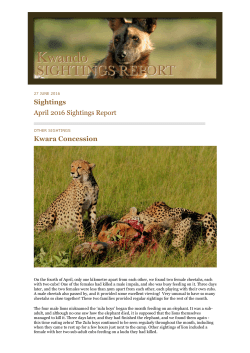 Sightings April 2016 Sightings Report Kwara Concession