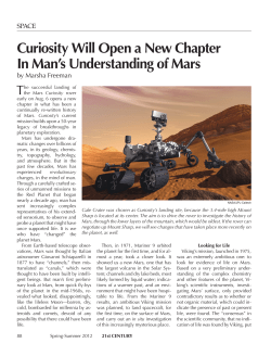 Curiosity Will Open a New Chapter In Man`s Understanding of Mars