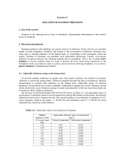 Exercise 11 ISOLATION OF MACHINE VIBRATIONS 1. Aim of the
