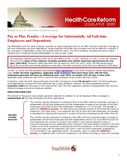 Pay or Play Penalty&mdash;Coverage for Substantially All Full