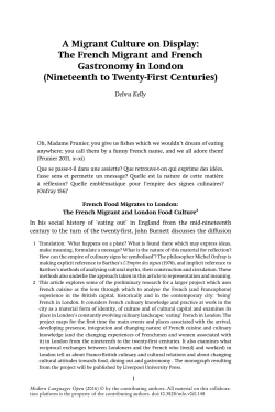 A Migrant Culture on Display: The French Migrant and French