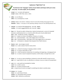 Sophomore &ldquo;Right Word&rdquo; List Put this list in the &ldquo;language&rdquo; section of