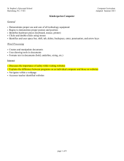 Computer Curriculum by Grade - St. Stephen`s Episcopal School