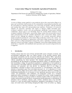 Conservation Tillage for Sustainable Agricultural Productivity