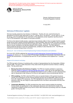 Solvency II Directors` letter July 2015