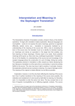 Interpretation and Meaning in the Septuagint Translation1