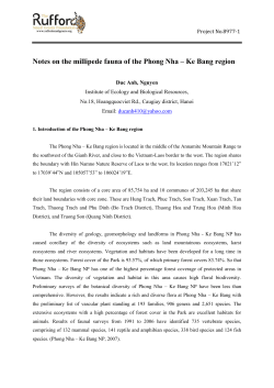 Notes on the millipede fauna of the Phong Nha &ndash; Ke Bang region
