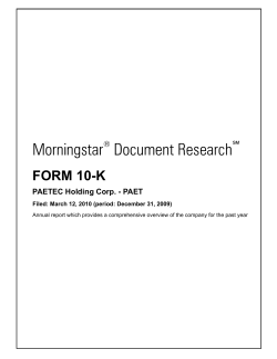 PAETEC`s Form 10-K March 12, 2010