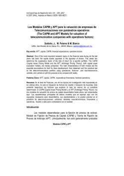 Los Modelos CAPM y APT para la valuaci&oacute;n de empresas de