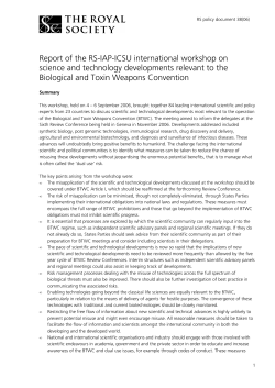 Scientific and technological developments relevant to the Biological