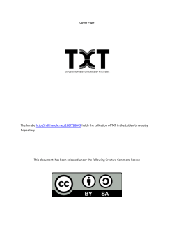 Cover Page The handle http://hdl.handle.net/28849 holds the