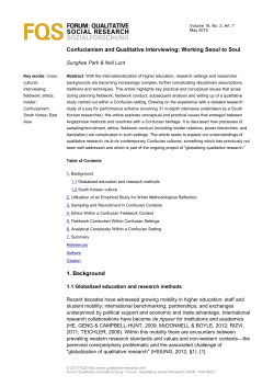 Confucianism and Qualitative Interviewing: Working Seoul to Soul 1