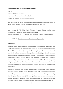 Economic Policy-Making in France After the Crisis