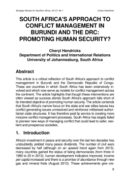 South Africa`s approach to conflict management in Burundi and the