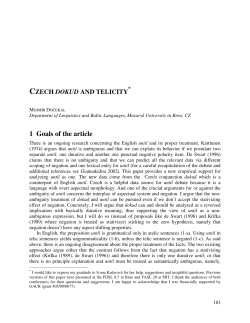 Czech Dokud and Telicity - MIT Working Papers in Linguistics