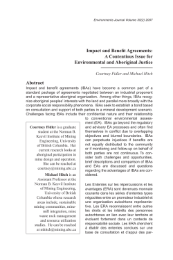 Impact and Benefit Agreements: A Contentious Issue for