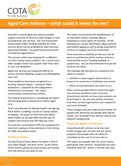 Aged Care Reform &ndash; what could it mean for me?