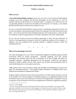1 The Low-profit Limited Liability Company (L3C) By Marc J. Lane