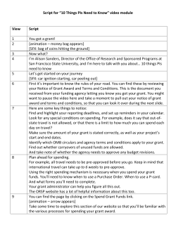 Script for &ldquo;10 Things PIs Need to Know&rdquo;