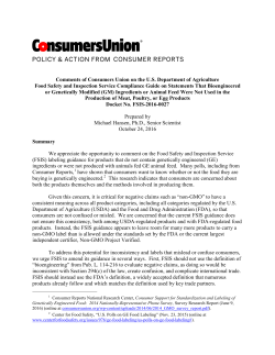 Comments of Consumers Union on the U.S. Department of