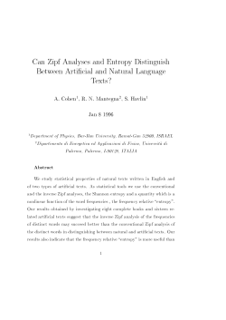 Numerical analysis of word frequencies in artificial and natural