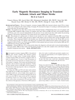 Early Magnetic Resonance Imaging in Transient Ischemic Attack