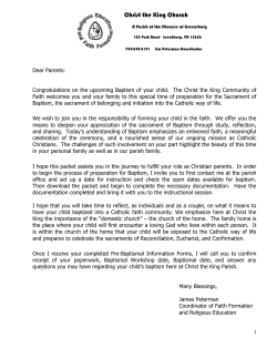 Baptism Information Packet - Christ the King Parish, Leechburg