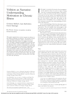 Volition as Narrative - American Journal of Occupational Therapy