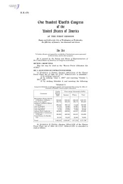 One Hundred Twelfth Congress of the United States of America