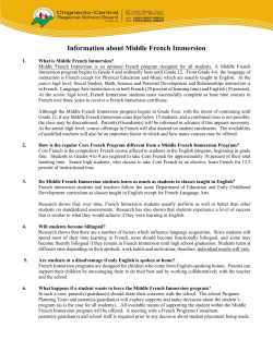 Middle French Immersion (MFI) INFORMATION SHEET 2017