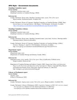 APA Style &ndash; Government documents Standing Committee report
