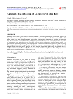 Automatic Classification of Unstructured Blog Text