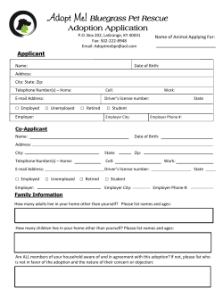 Adopt Me! Bluegrass Pet Rescue Adoption Application