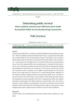 Debunking public service? Pelle Snickars