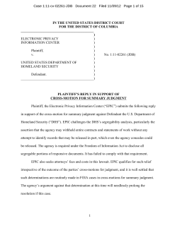 EPIC`s Reply In Support Of Cross
