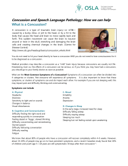 Concussion and Speech Language Pathology: How we can help