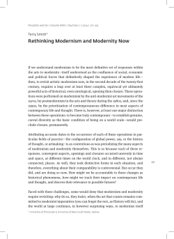 Rethinking Modernism and Modernity Now