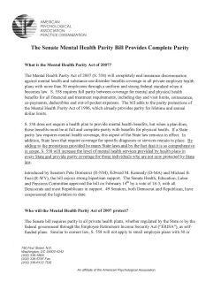 The Senate Mental Health Parity Bill Provides Complete Parity